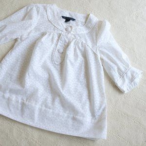 French Connection White Sheer Textured Blouse